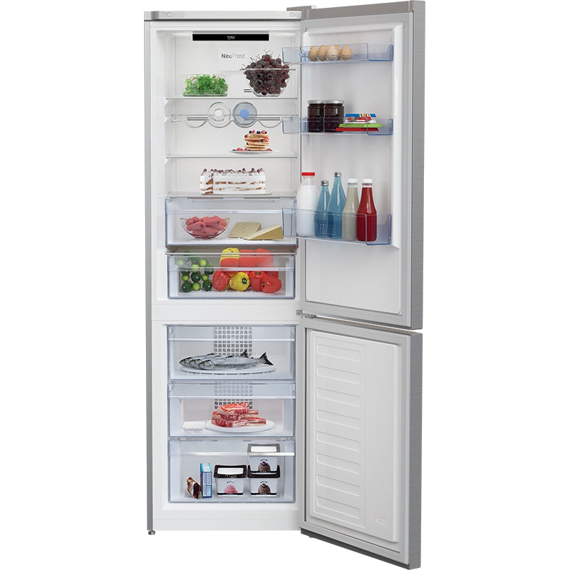 Frigorífico Combi BEKO RCNE366E50XBN, Inox 186 cm - 324L. Sin escarcha. D
