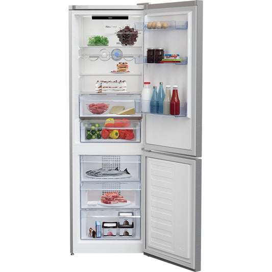 Frigorífico Combi BEKO RCNE366E50XBN, Inox 186 cm - 324L. Sin escarcha. D