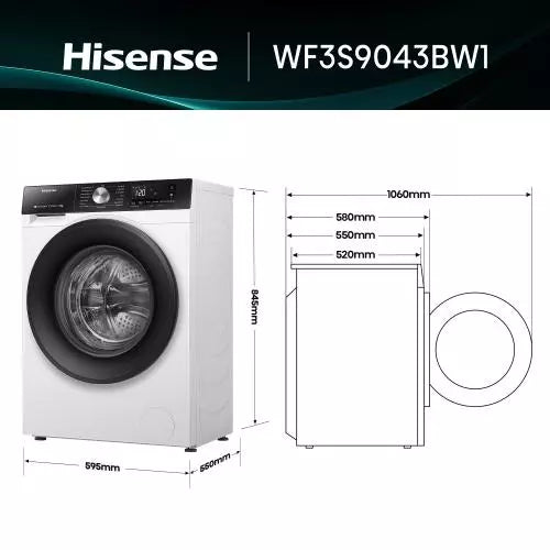 Lavadora carga frontal Hisense WF3S9043BW1